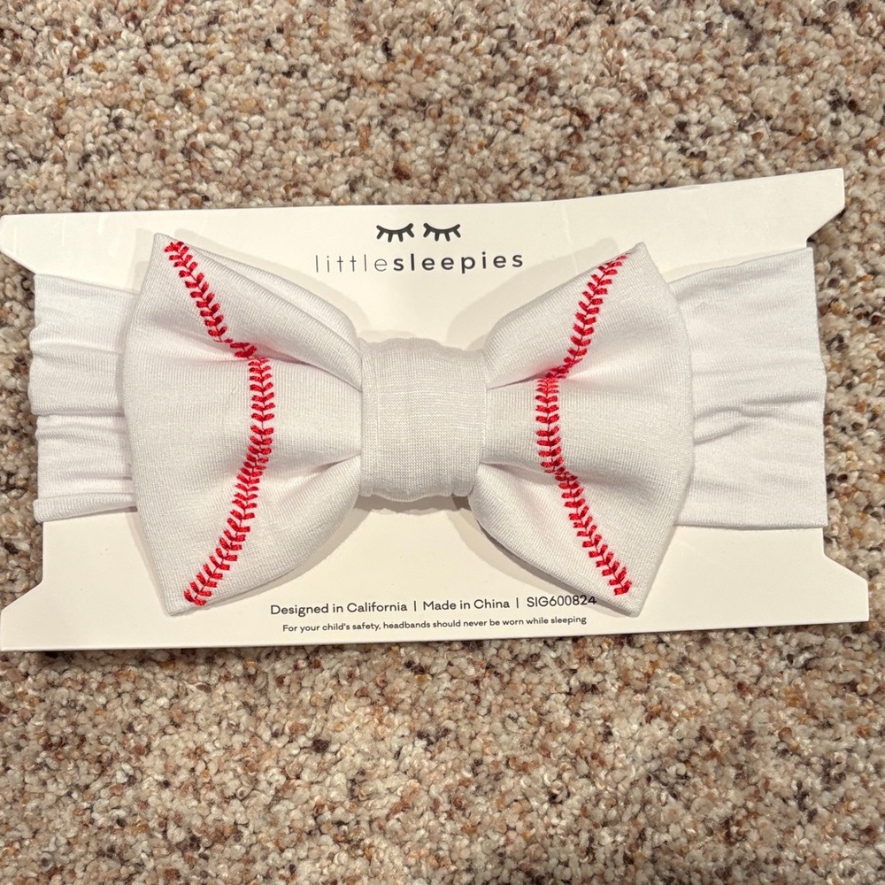 Little Sleepies Baseball Stitch Bow Headband